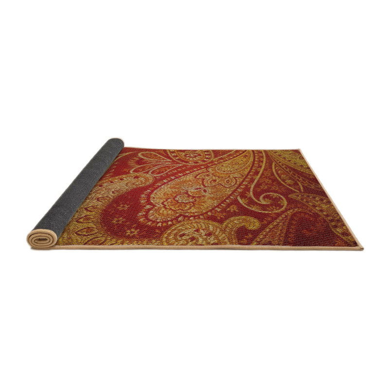 Tapis décoratif rouge à motif cachemire Eastland, Rond 6 pi