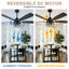 Ventilateur de plafond 52 po avec lumière et télécommande, ventilateur de moteur industriel réversible à courant continu de 52 po pour patio de salon-1595496671