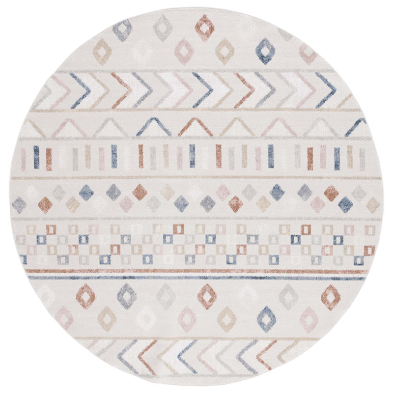 Artavious Washable Performance Machine Washable Southwestern Rug, Round 6'7" 