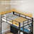 Loft Bed With Desk And Charging Station, Metal Loft Bed With 8 Drawers Storage And Led Lights, 4 Open Storage Shelves,-401242234-392057114