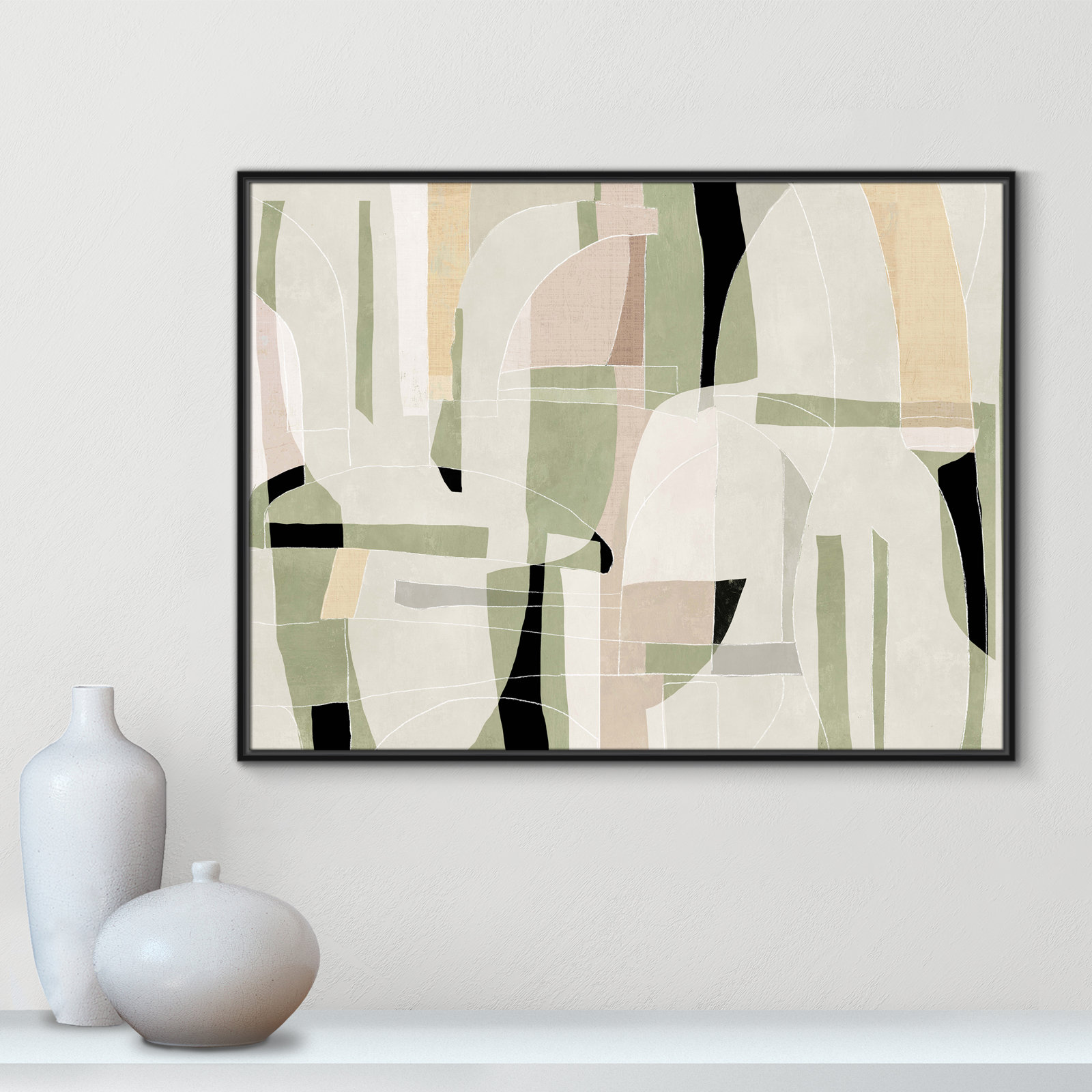 Sunny Barcelona - Floater Frame Canvas, Black, 41.5" W x 31.5" H
