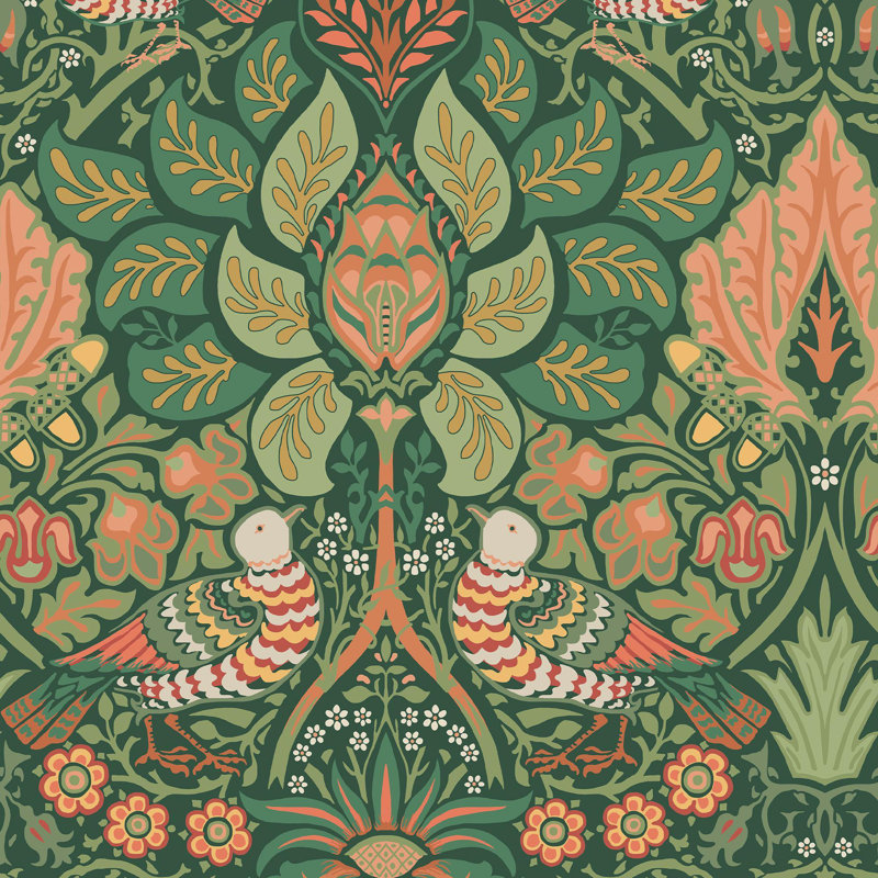 William Morris at Home Dove & Rose Carnival Wallpaper, Green