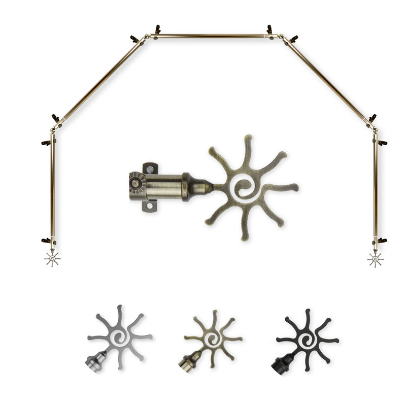 Ensemble de tringle à rideaux simple et quincaillerie pour fenêtre à 5 côtés Verlin Sun, 18 à 28 po (de chaque côté)