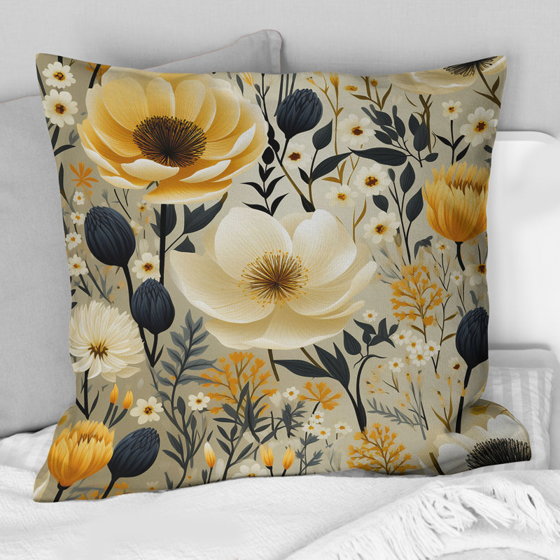 Coussin Yellow Garden, H 18 po x l 18 po
