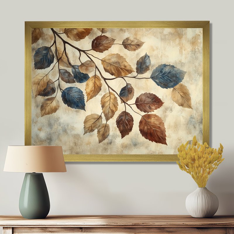 Faded sépia feuilles III - feuilles, art mural, Reproduction encadrée d'une seule photo, H 30 po x l 40 po, Doré