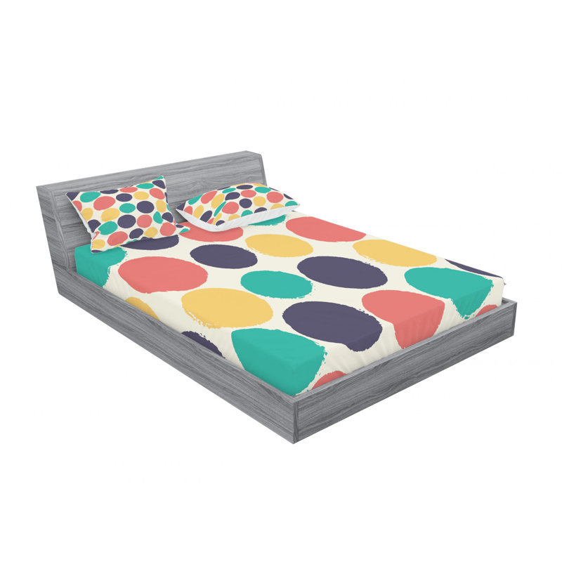 Microfiber Polka Dots Sheet Set, Full/Double Sheet Set with Fitted Sheet