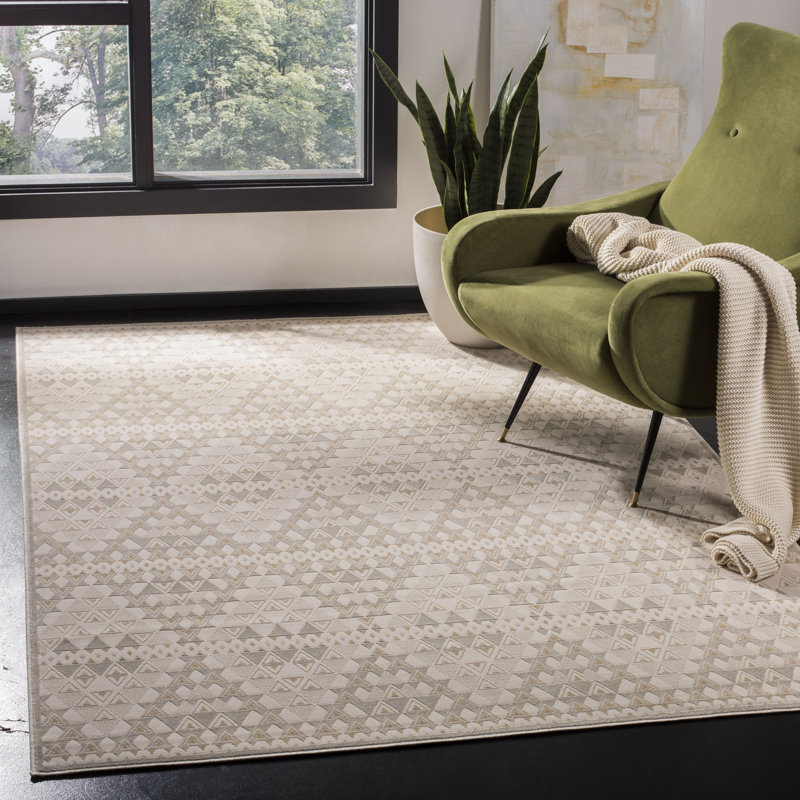 Tapis à motif géométrique Ayanna, Rectangle 2 pi 7 po x 4 pi