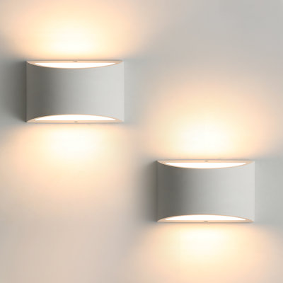20cm Geometric White Gypsum Wall Lights（set of 2)