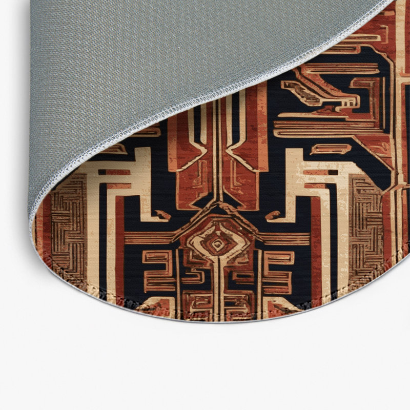 ArtDeco Brown Indoor and Outdoor Area Rug, Round 5'