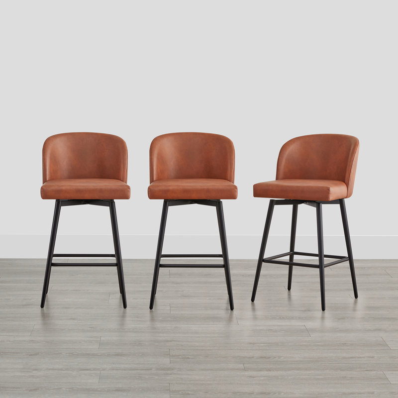 Benedit Swivel 27.1'' Counter Stool, Orange