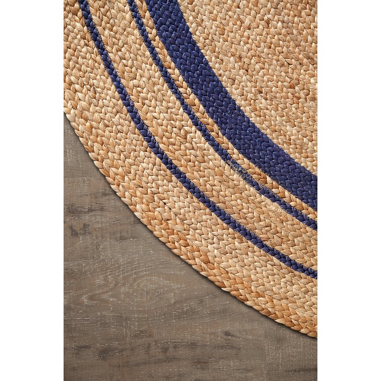 Round Jute Blue Rug