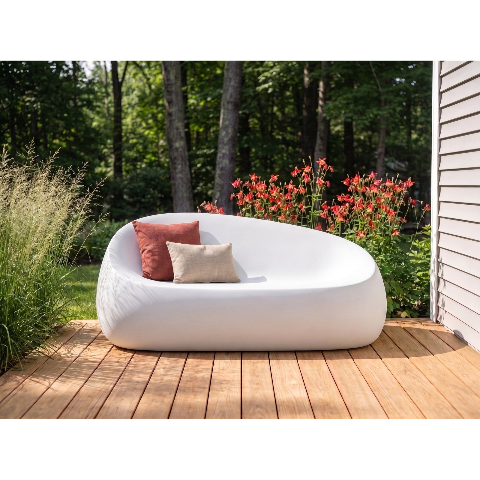 Stone 79" Patio Sofa, White