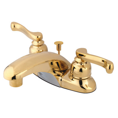 Kingston Brass Royale Two-Handle 3-Hole Deck Mount 4" Centerset Bathroom Faucet with Plastic Pop-Up