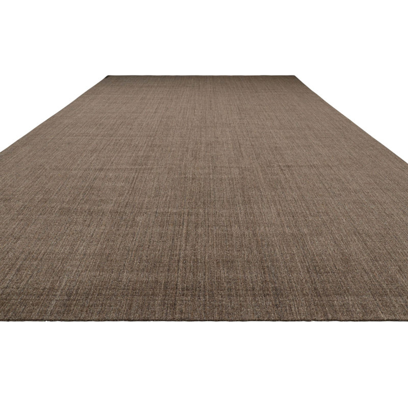Modern Textural Hand Knotted Wool Striped Area Rug, Rectangle 9' x 9'6"