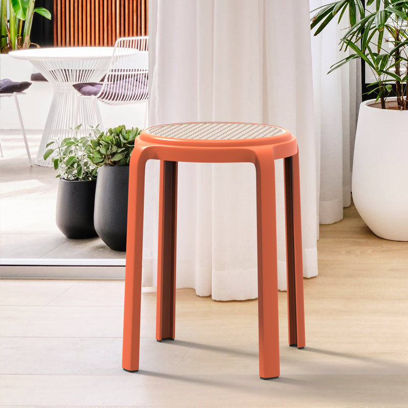Tabouret rond en plastique empilable Alysoun, Orange