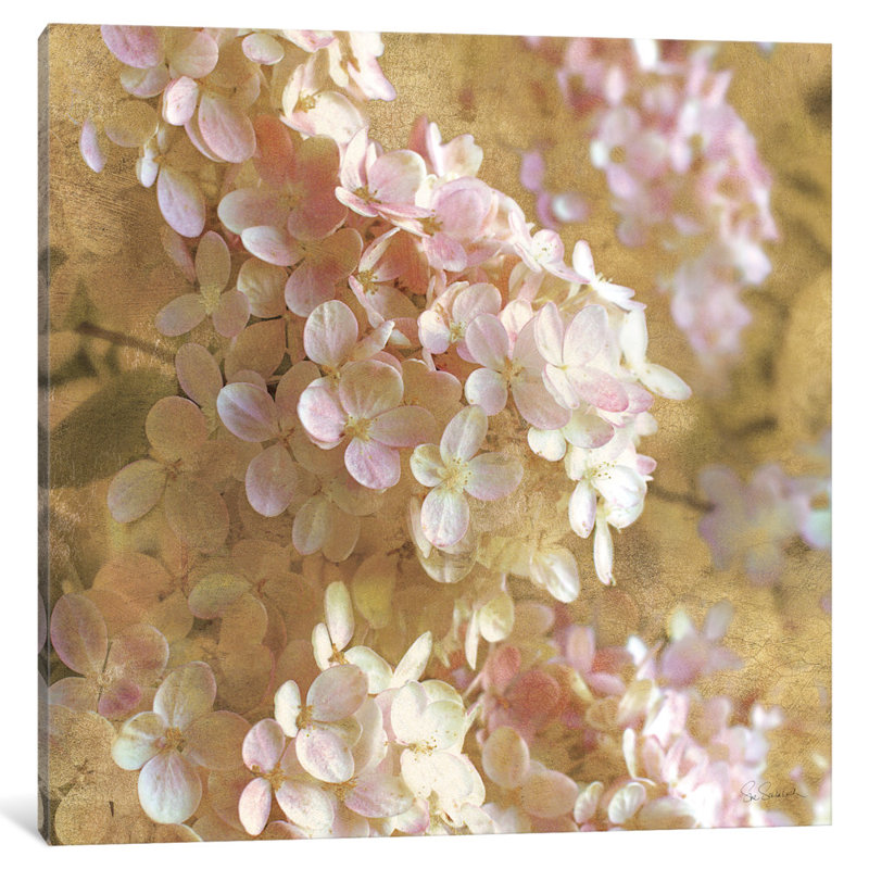 «Gilded Hydrangea I», impression sur toile tendue, H 12 po x l 12 po x P 0,75 po, Toile tendue, Pas de tapis