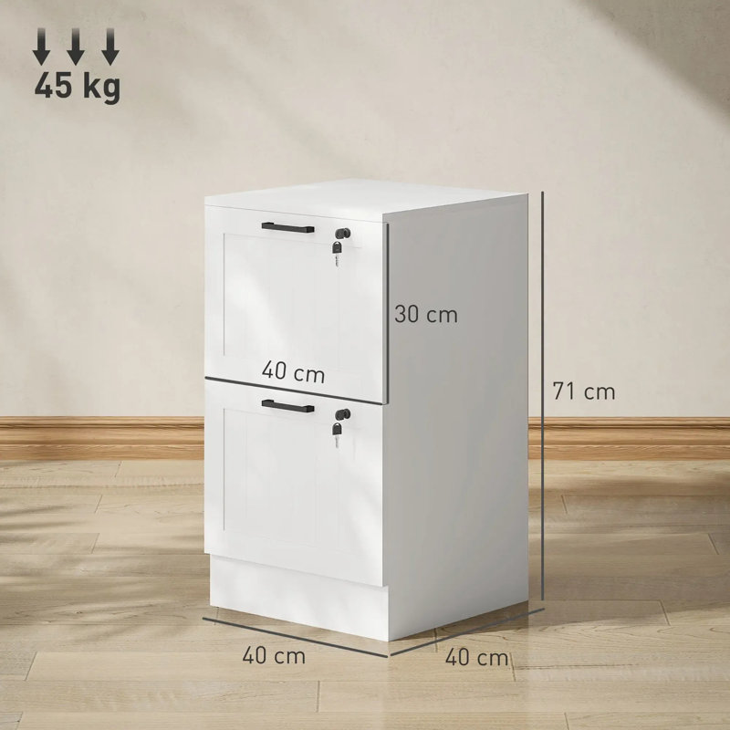 40cm Wide 2 -Drawer File Cabinet, White