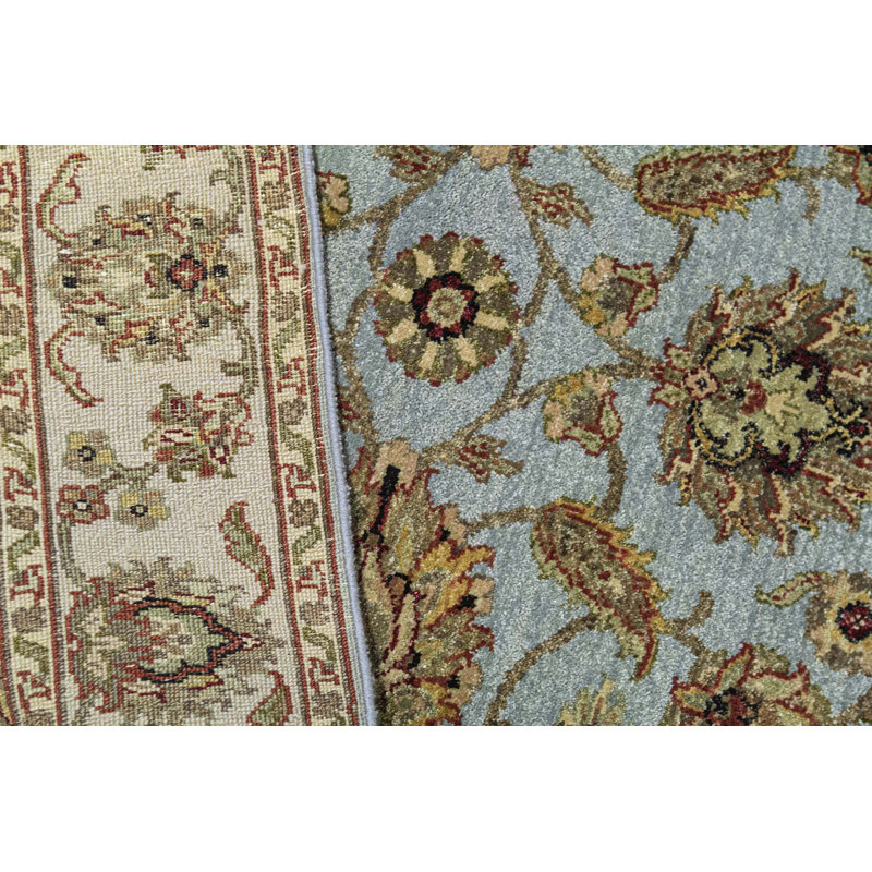 Tapis brun et bleu de haute qualité noué à la main
