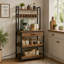Étagère de cuisine polyvalente à cinq niveaux avec prises de courant et tablettes coulissantes pour le rangement-278753659