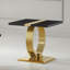 Table de bout luxueuse avec base en forme de O et meubles de salon en acier inoxydable au fini noir et doré-1121858821