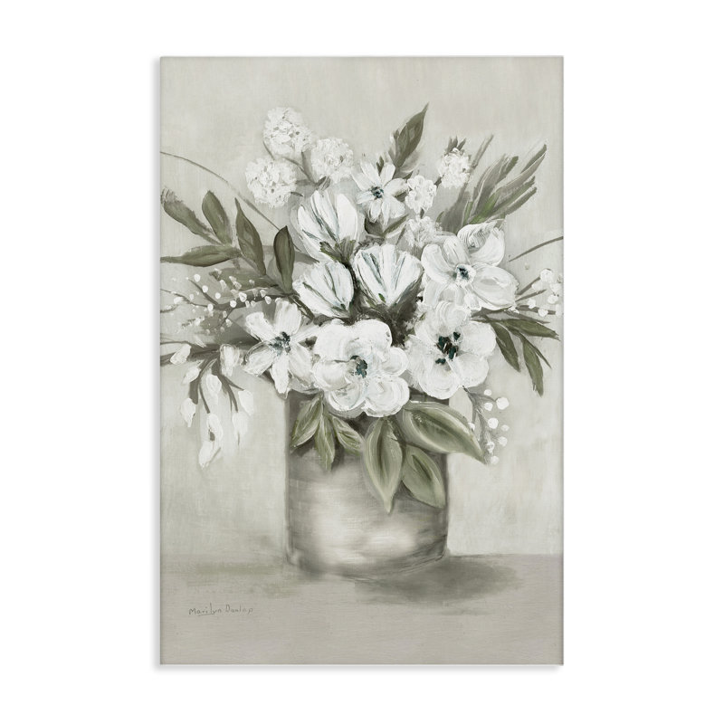  "Mixed White Flowers", art mural par Marilyn Dunlap, H 24 po x l 16 po
