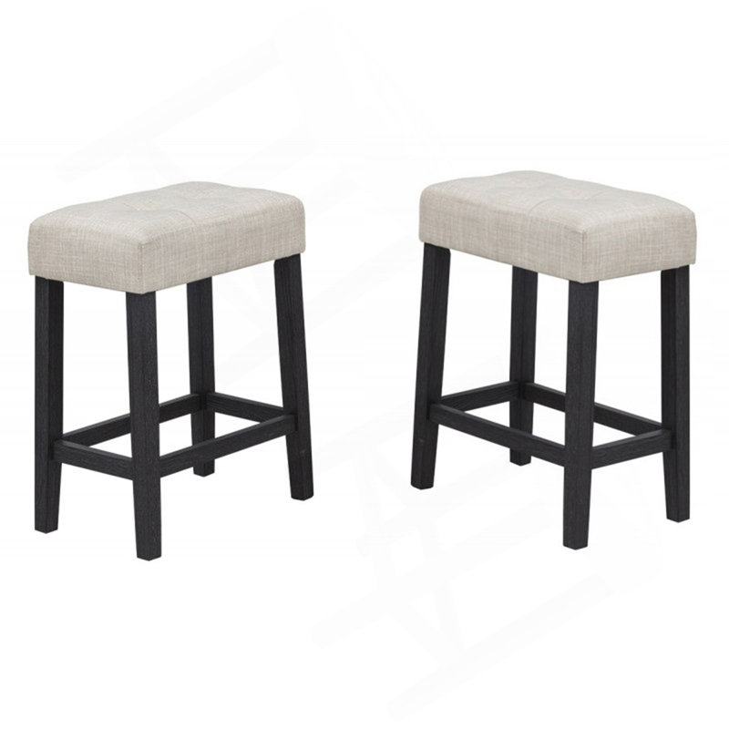 Tabouret de bar noir / beige en polyester (ensemble de 2), tabouret de bar sans dossier pour la salle à manger