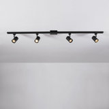 Ensemble d'éclairage sur rail 4 lumières réglables noir mat 4 lumières