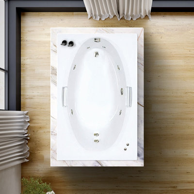 60" L x 42" W Alcove Whirlpool Acrylic Bathtub With Removable Acrylic Skirt in White