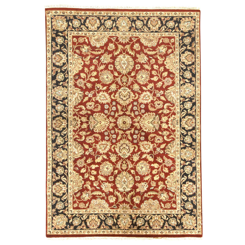 High-quality hand-knotted red and black area rug