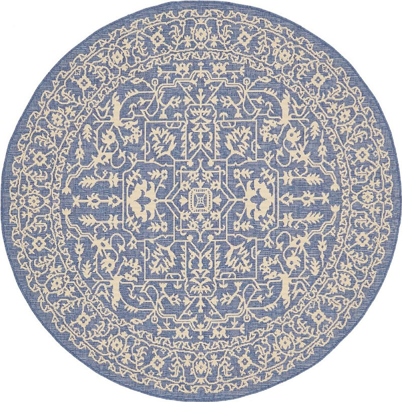 Tapis de véranda d'extérieur couleur océan, Rond 6 pi