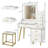White Makeup Vanity Set With 9 LED Bulbs, Cushioned Stool, 3 Storage Shelves And 4 Drawers