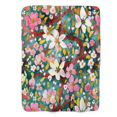 Floral Foliage Refuge - Jeté Sherpa Bla Premium 1 pièce