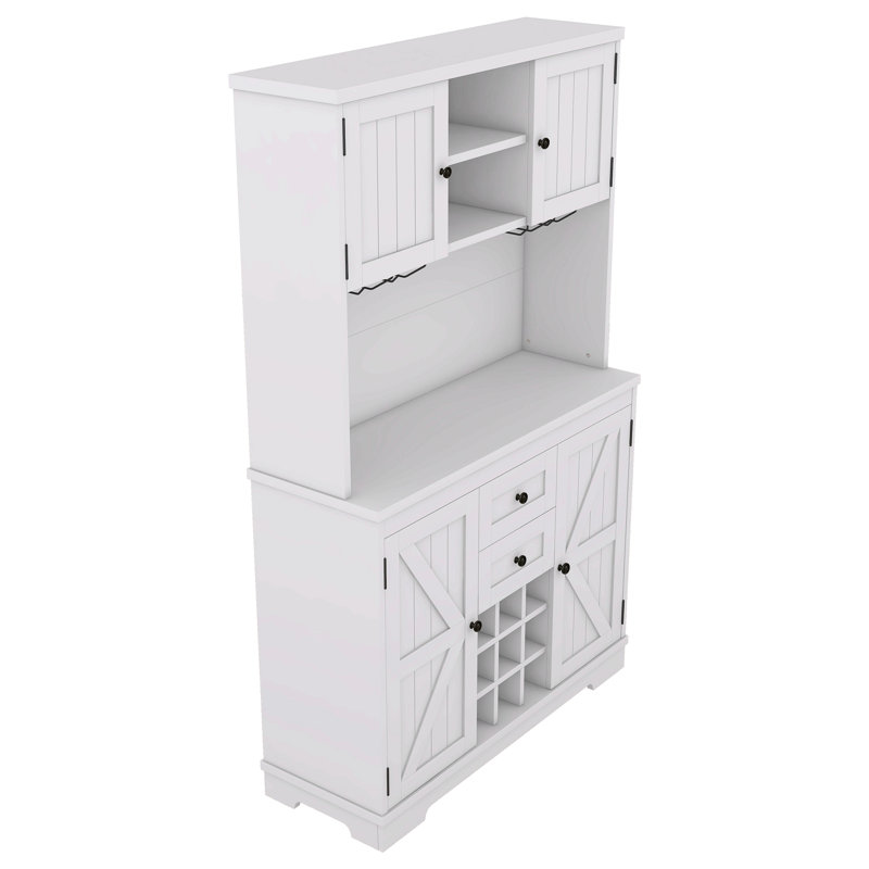 Armoire de cuisine avec rangement Coffee Bar, Blanc cassé