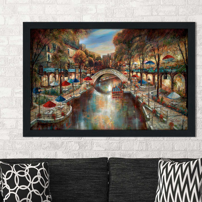 «Evening on the Canal» par Ruane Manning - reproduction de cadre photo, H 21,5 po x l 27,5 po x P 0,75 po