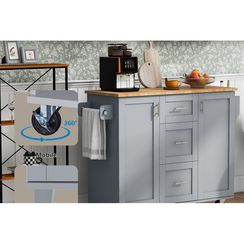 Burnetta Kitchen Island, Grey