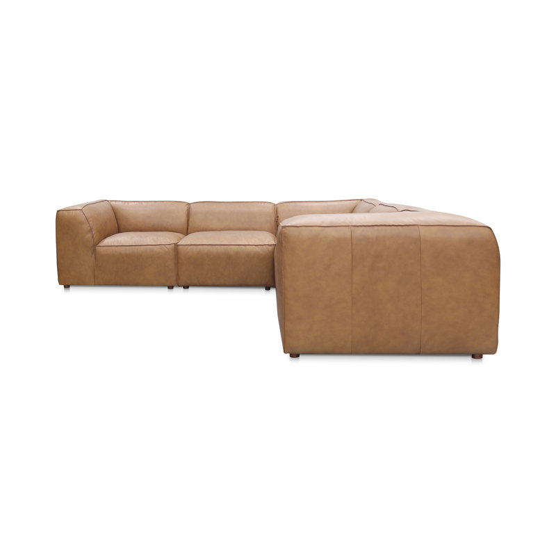 Form Astra 5 - Genuine Leather Modular Sectional, Tan Genuine Leather