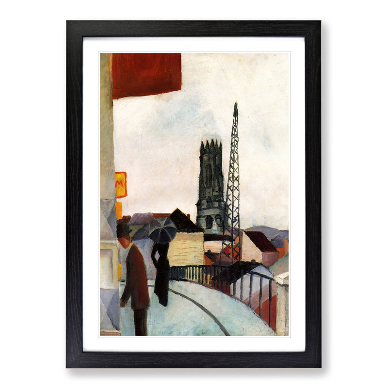 Cathedral by August Macke - Picture Frame Painting, 36cm H x 27cm W x 2cm D, Black Framed