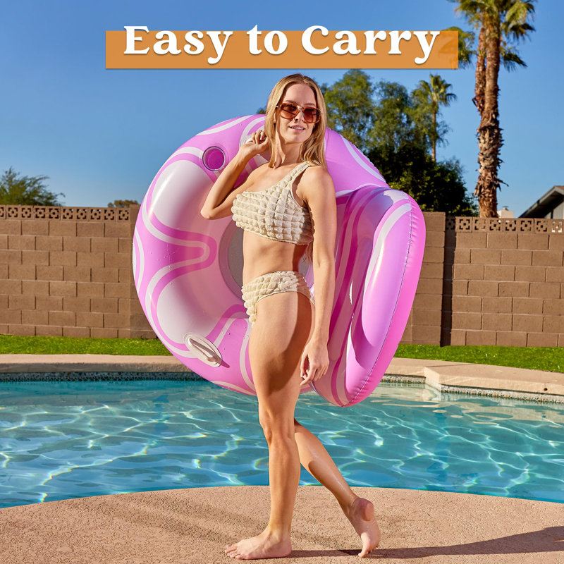 Inflatable Pool Lounger with Big Seatback, Pink