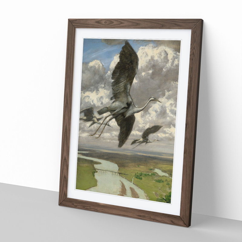 Wondrous Birds by Hans Thoma - Picture Frame Painting, 36cm H x 27cm W x 2cm D, Walnut Framed