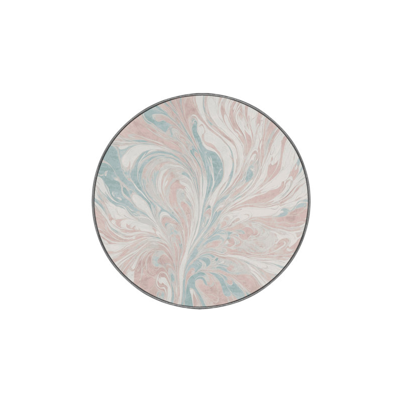 Machine Washable Gray Area Rug, Round 5'