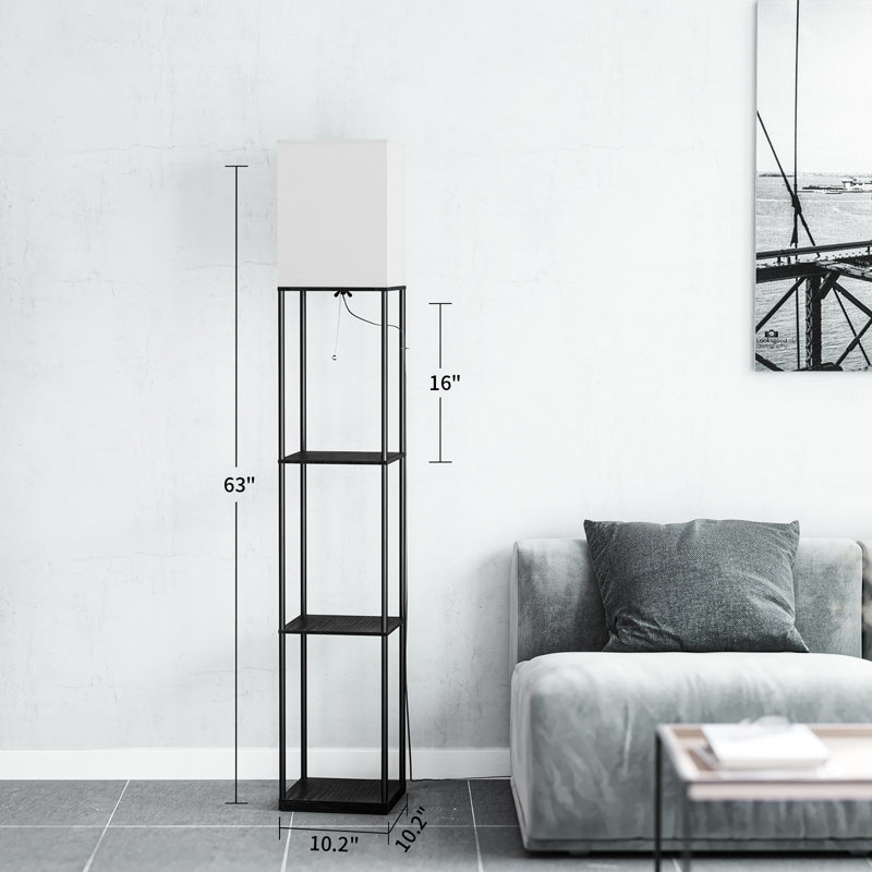 Lampe sur pied colonne 63 "Oriyan, Noir