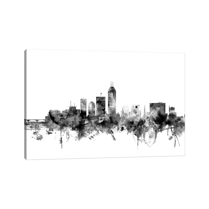Indianapolis, Indiana In Black & White by Michael Tompsett - Wrapped Canvas Gallery-Wrapped Canvas Giclée
