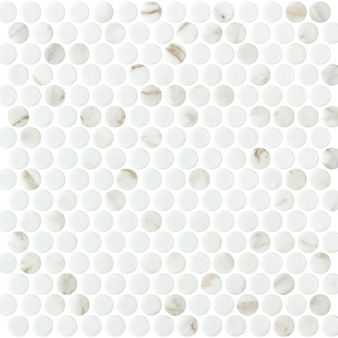 Onix Penny Round Athena Matte Glass Marble Look Mosaic Encore Surfaces