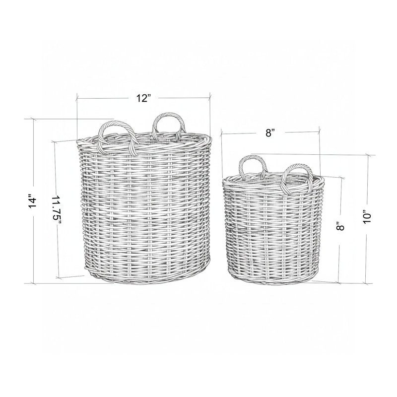 Ensemble de 2 paniers en rotin
