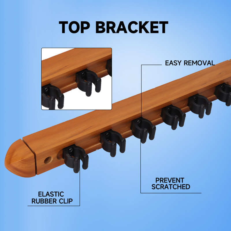 Oak Wall Mounted 2-Piece Pool Cue Rack for 8 Sticks
