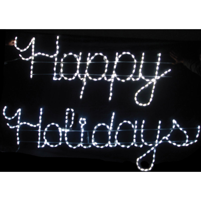 Présentoir lumineux à del joyeux fêtes, Blanc