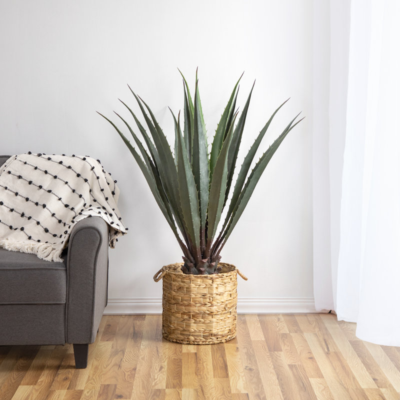 Plante grasse artificielle en pot 30 po verte et brune