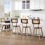 Tabouret de comptoir pivotant de style moderne Mid-Century de 26,2 po Anandi avec dossier en rotin de canne et structure en bois massif-131199526