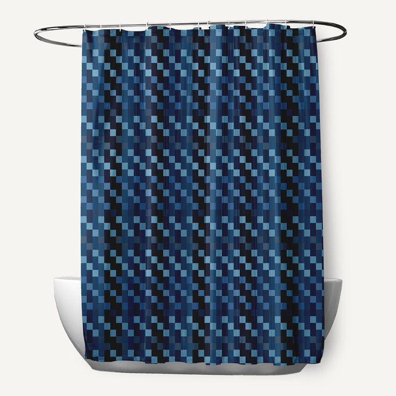 Jiem Plaid Shower Curtain, Blue