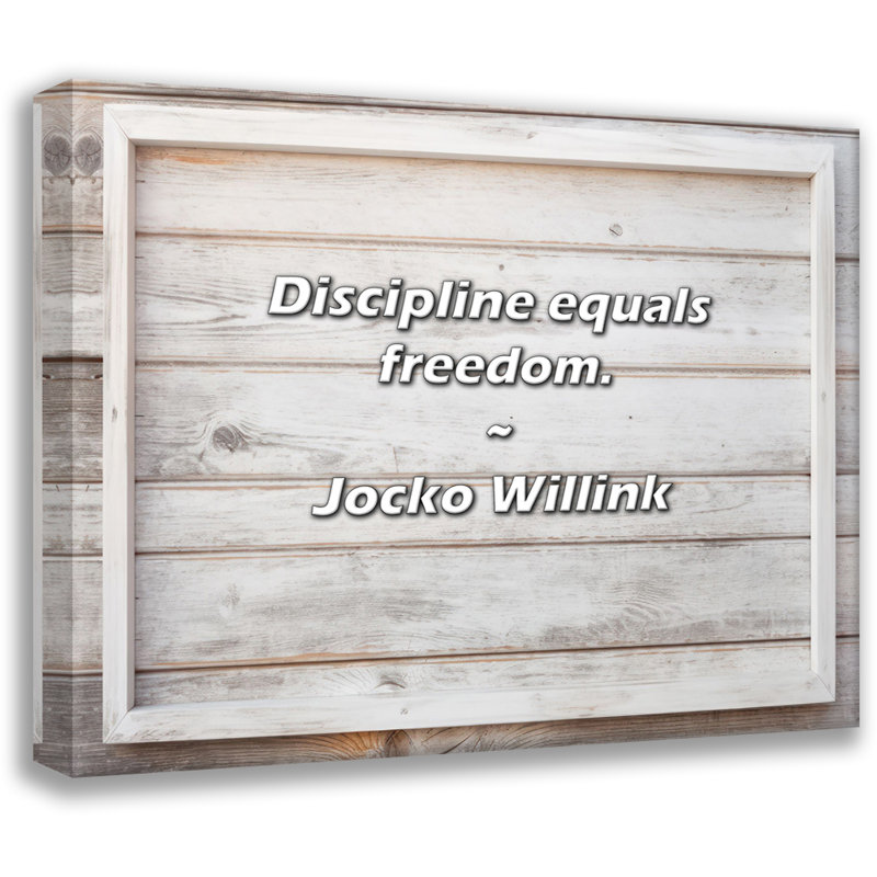 Citation artistique «Discipline égale liberté». Toile tendue par Jocko Willink Gallery, H 40 po x l 28 po